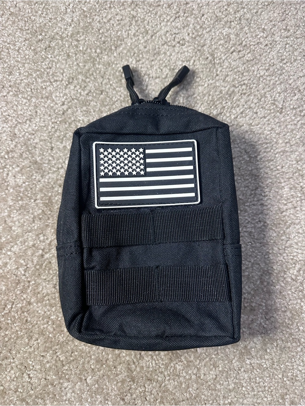 Tactical Black MOLLE Utility Pouch with Flag Patch